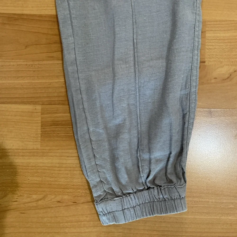 Cynthia Rowley Pants Womens Medium Gray‎ 100% Linen Pull on Jogger Pockets Beach